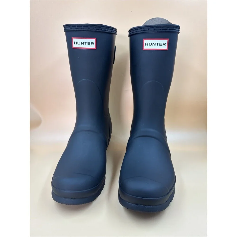 New Hunter Women's Black Original Short Back Adjustable Waterproof Rain Boots 10